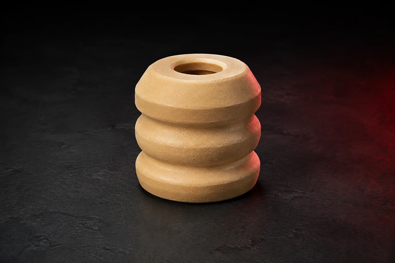 Tope de suspensión de poliuretano beige con orificio central
